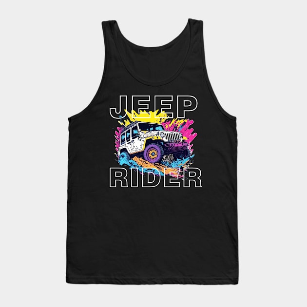 Jeep Rider vintage retro design. Tank Top by Sohan Print Store